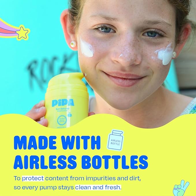Pipa Sun-Sational 100% Mineral Daily Sunscreen SPF 30, 50 ml | Liquid Everyday Face Lotion with Zinc Oxide | Unscented & Gentle for Sensitive Skin | Kids & Tweens Skin Care Easter Basket Stuffers