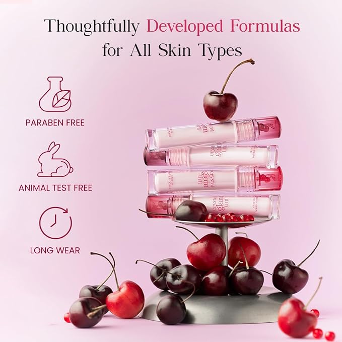 CLIO Crystal Glam Tint, Glossy Lip Tint with Glass-Like Shine, Lightweight Buildable Lip Stain, Long-Lasting Color, Non-Sticky, Rose Extract, Korean Lip Tint (27 HONEY CHERRY)