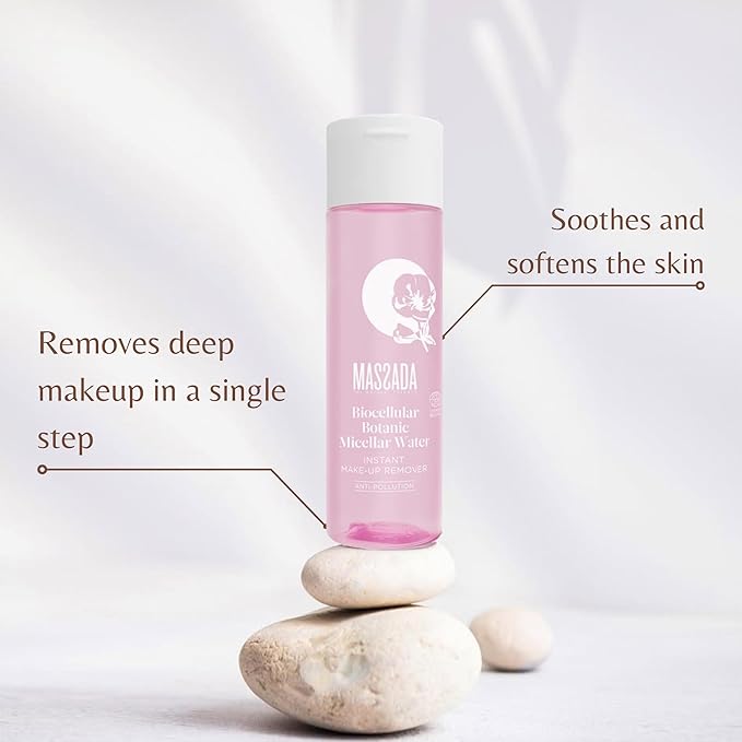 Massada Biocellular Botanic Micellar Water – Deep Cleansing & Makeup Removal | Chamomile, Calendula & Rose | Soothes & Softens Skin 6.7 fl. oz