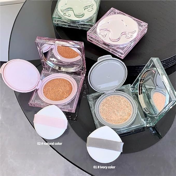 Hydrating Cushion Foundation – Lightweight Moisture BB Cream, Natural Brightening, Buildable Coverage, Dewy Finish(01#)