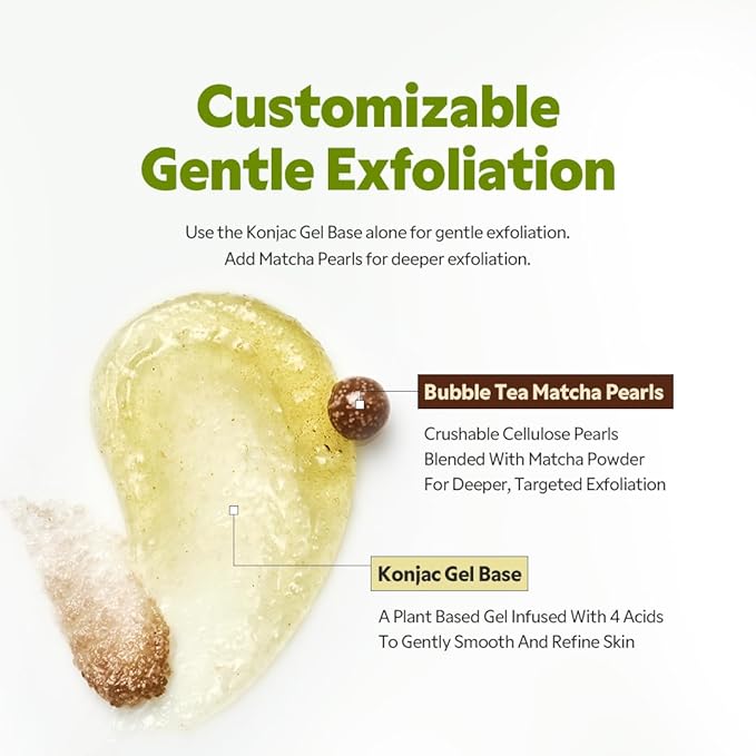TIRTIR Matcha PDRN Bubble Tea Scrub | Soft Low-pH 6.6 Exfoliator, 5,000ppm Vegan Matcha PDRN, 6 Ceramide Complex, Redness Relief for Sensitive Skin, Korean Skincare, All Skin Types, (100g, 3.52oz)