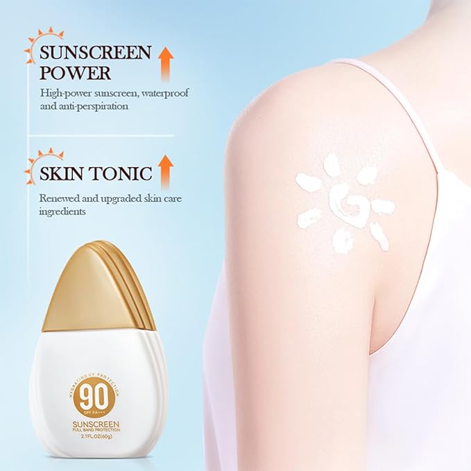 TiaoBug 60g Lightweight Sunscreen for Women Girls UV Protection Face Cream Non Greasy Sunblock Moisturizing Smooth Texture Daily Use Gold One Size