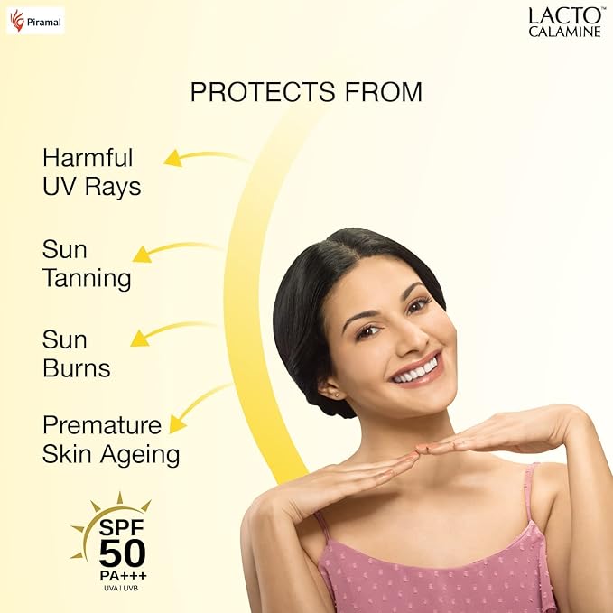 24 Karat Lacto Calamine Sunshield Matte Look Sunscreen SPF50 PA+++ for Oily or Acne Prone Skin, Very Water Resistant, Paraben & Sulphate Free, 50g