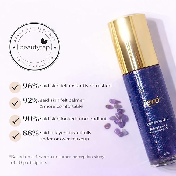 ieró Beauty Moonkissed Serene Essence Hydrating Face Mist, Lavender Chamomile Frankincense, Crystal-Infused Replenishing Facial Mist, Calming Hydrating Toner, Made in Italy — 3.38 Fl Oz