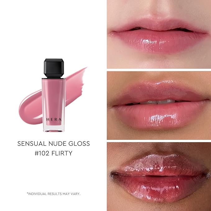 HERA Sensual Nude Lip Gloss #102 FLIRTY | Volumizing Sheer & Glossy Finish, Non-sticky, Moisturizing and Hydrating, Korean Makeup, 0.17 oz. (5g)