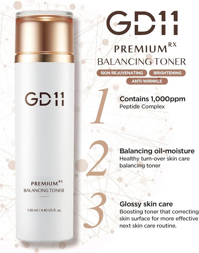GD11 Premium RX Balancing Toner with Hyaluronic Acid for Sensitive, Dry, Aging Skin | Anti-aging | Premium Home Care | Deep Moisturizing Facial Toner | 4.40 fl.oz | K-Beauty
