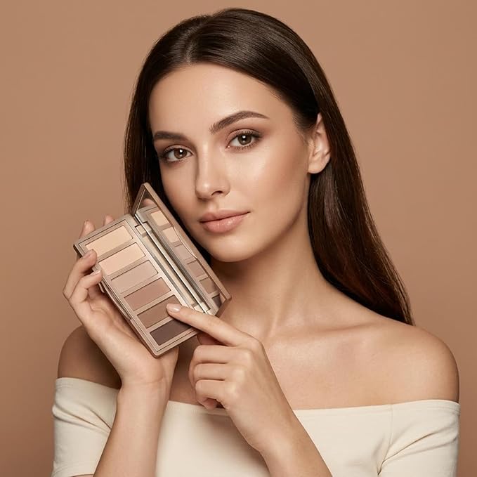 Erinde Nudes Series Mini Eyeshadow Palette, 6 Matte & Satin Neutral Eye Shadows, Cool Tone Taupe Brown Eye Makeup, Multi-Use Powder for Eye, Contour, Brows, Ultra-Blendable, Travel Makeup with Mirror