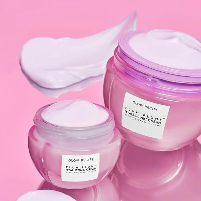 Glow Recipe Plum Plump Hyaluronic Acid Face Cream Moisturizer, Travel Size, Korean Moisturizer for Dry Skin, Plumping + Firming Hydration, Polyglutamic Acid + Peptides (20ml)