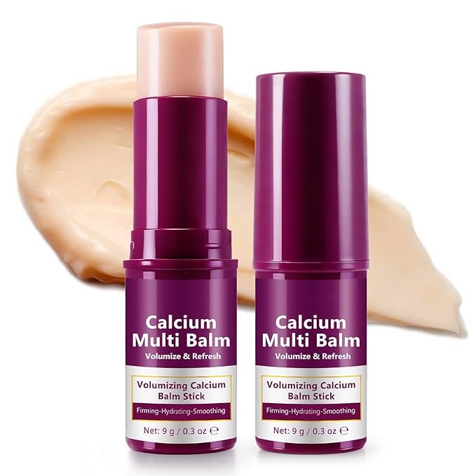 Calcium Volume Multi Balm Stick, 2Pcs Calcium Balm Stick, Nourishing Skin Tightening, Support Elasticity & Hydration, for Face, Eye & Neck Hydrating Make Up Base Moisture