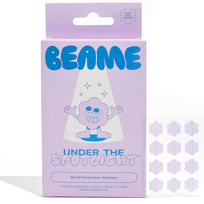Under The Spotlight™ UV Detection Stickers - Sun Smart Tech That Shows When To Reapply - SPF & UV-Sensing - Water-Resistant & Skin-Safe - Vegan & Cruelty-Free - 36 Stickers, 12mm