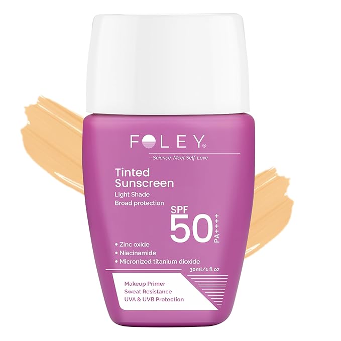 Foley Tinted Sunscreen SPF 50 PA++++ | Matte, Lightweight, No White Cast | Daily Sunscreen for Indian Skin with Niacinamide | 30ml
