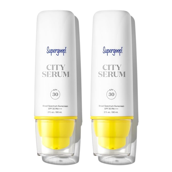 Supergoop! City Serum - 2 fl oz, Pack of 2 - SPF 30 PA+++ Anti-Aging Morning Lotion for Face - Lightweight Formula with Vitamin E & B5 - Great for Guys