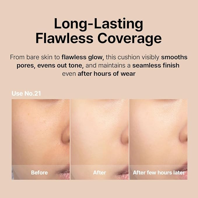 Farmstay Black Snail & Peptide 9 Perfect Cushion Foundation | Full Coverage, Lightweight, Skin-Fit, Smooth Radiant Finish, Korean Cushion Foundation (#21 Light Beige, 0.53 Fl Oz)