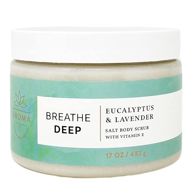Bath & Body Works Aroma Breathe Deep Eucalyptus Lavender 3 Piece Gift Set - Body Scrub, Body Butter and a Dry Brush - with a Natural Oats Sample Soap