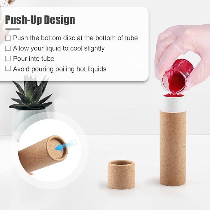 10 Pcs 25g/0.8oz Large Size Paperboard Lip Balm Tubes Krafts Paper Lipstick Tube Round Cardboard Empty Lip Gloss Container Holder Tubes for DIY Deodorant Salve Cosmetic Lotion Solid Perfume - Brown