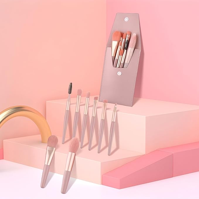 24 Sets Travel Makeup Brush Set Bridesmaid Gift Face Make Up Brushes Angled Blush Brush Foundation Brush with Travel Makeup Bag for Wedding Bridal Gift