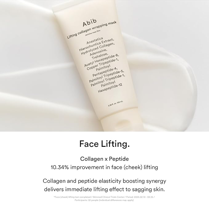 Abib Lifting Collagen Wrapping Mask Jericho Rose Film 3.38 fl oz, Includes Applicator, Peel-Off Face Mask, Peptides and Hydrolyzed Collagen, Improves Elasticity and Pore Appearance, Korean Skincare
