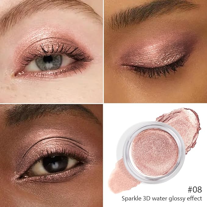 Champagne Glow Cream Shimmer Eyeshadow –Champagne Beige Pearl Eye Shadow, Brightening Glitter Shade, Waterproof Long-Lasting Crease-Proof Single Eyeshadow for Natural Everyday & Soft Glam Eye Makeup 8