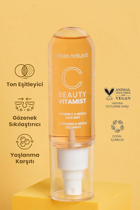 Bade Natural Vitamin C & Neroli Face Mist – Hydrating Brightening Toner Spray for Glowing Skin, Alcohol-Free Natural Skincare Mist, 100 ml
