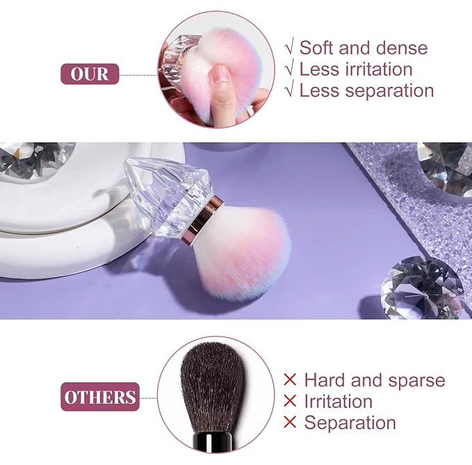 AKINA Large Make up Brush Comes With FREE TRAVEL CASE. Powder Brush Durable Kabuki Make up Brush. Flawless Powder Buffing. Perfect For Setting make up. Ultra Soft Bristles.(Aurora Blush)