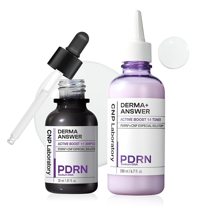 CNP PDRN Active Boost Duo - Salmon DNA Milky Toner & Serum for Face, Anti-Aging Booster, Skin Barrier Repair, Korean Skin Care