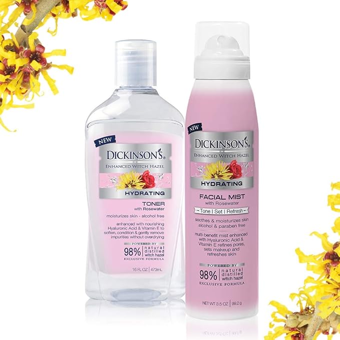 Dickinson's Enhanced Witch Hazel Hydrating Mist with Rosewater, Alcohol Free, 98% Natural Formula, 3.5 Fl. Oz.