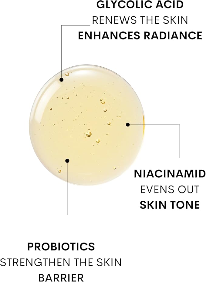 Glycolic Acid AHA Toner 200ml - Exfoliating Face Toner with Niacinamide, Prebiotics & Witch Hazel Water for Oily, Combination, and Blemish-Prone Skin - Brightens, Smooths, and Tightens Skin