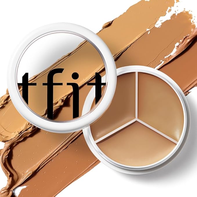 Multi-Use Pot Concealer - Triple Palette | High-Pigmented, Full Coverage & Crease-Proof | Korean Concealer for Dark Circles, Redness & Blemishes (04 Dark, 0.52 Oz)