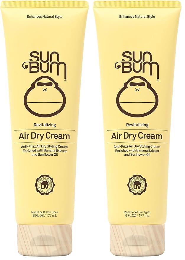 Sun Bum Revitalizing Air Dry Cream-Anti Frizz Styling Cream with Banana Extract and Sunflower Oil-Vegan-Without Parabens-UV Protecting-Helps Smooth and Enhance Natural Hair Texture-6 fl oz,(Pack of 2)