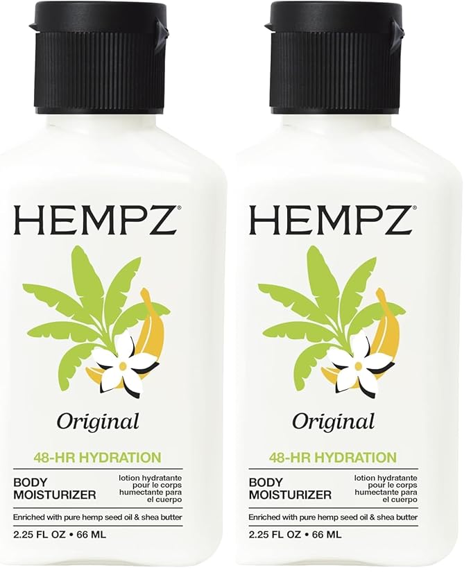 Hempz Body Lotion - Floral & Banana Daily Moisturizing Cream,Shea Butter Hand and Body Moisturizer - Hemp Lotion - Skin Care Products,Hemp Seed Oil - Mini,2.25 oz.,(Pack of 2)