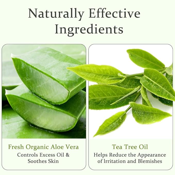 Aloderma Aloe Vera Gel + Tea Tree Oil, Made with Refreshing Organic Aloe for After Sun Skin Care, Multipurpose Use for Hair and Scalp, and Face or as a Shaving Gel or Aftershave - 10.6Oz x 3btls