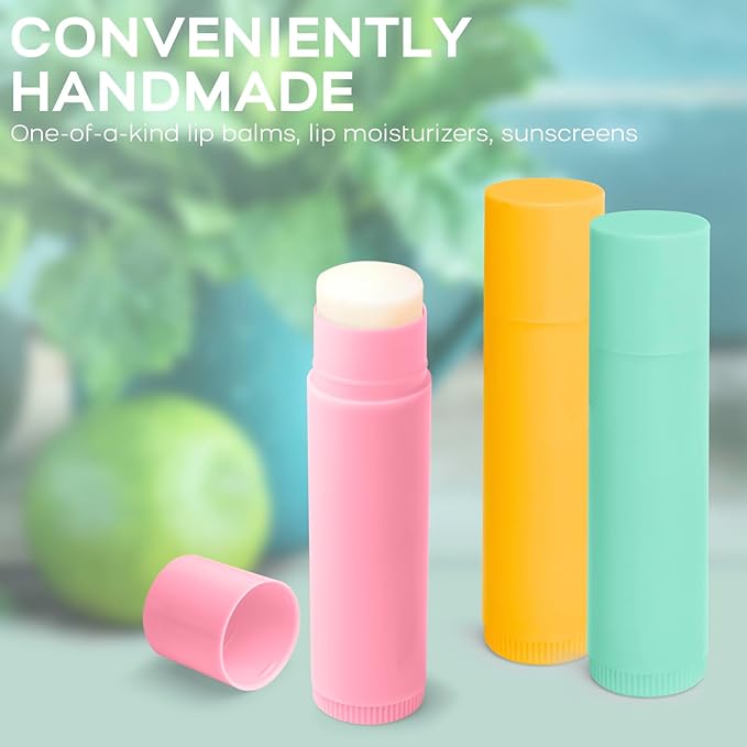 Lip Balm Tubes Kit with Tray and Scraper - 50 Pack 5.5ml (3/16 Oz) BPA-Free Lip Balm Containers, Leak-Free Empty Lipstick Tubes for DIY Lip Tube Filling Making Kits