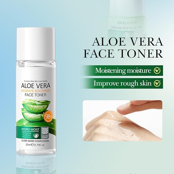 3-Piece Aloe Vera Skin Care Set, Hydrating & Cleaning Skin Travel Set, Oil Control Moisturizing Skin Care Routine Kit Includes Cleanser, Face Gel, Toner Skincare Gift for Teenage Girls Women