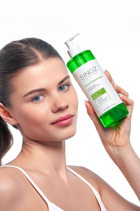 Sinoz Perfect Sebum Balancing Facial Cleansing Gel | With Salicylic Acid & Niacinamide | For Oily & Combination Skin | Deep Pore Cleanser & Oil Control | 400 ml