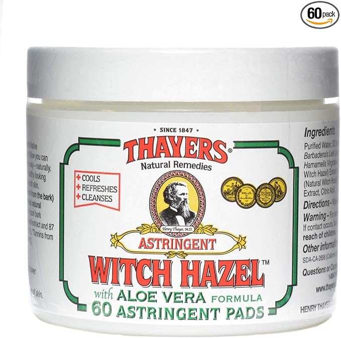 Thayer Witch Hazel Astringent Pads, Original, 60 Count