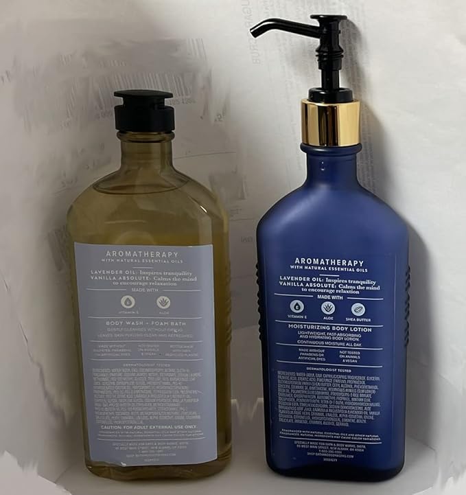 Bath & Body Works Aromatherapy Sleep - Lavender + Vanilla Body Lotion, 6.5 Fl Oz + Body Wash & Foam Bath, 10 Fl Oz