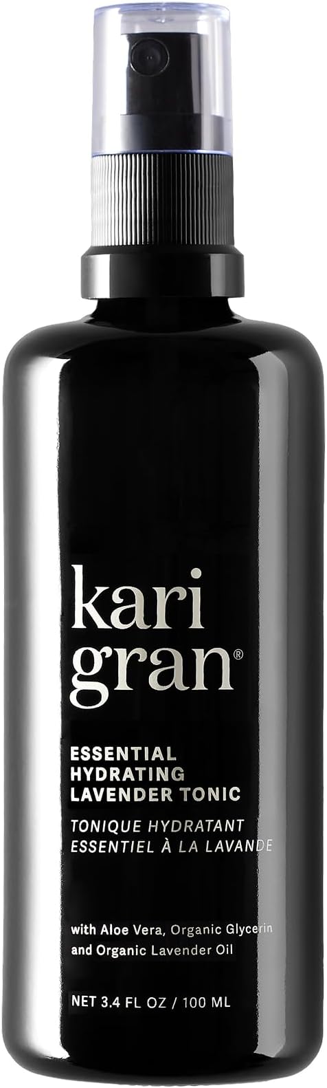 Kari Gran Essential Hydrating Tonic – 3-in-1 Facial Mist to Hydrate, Tone & Soothe – Alcohol-Free Hydrosol Spray for Radiant, Dewy Skin (Lavender, 3.4 Fl. Oz)