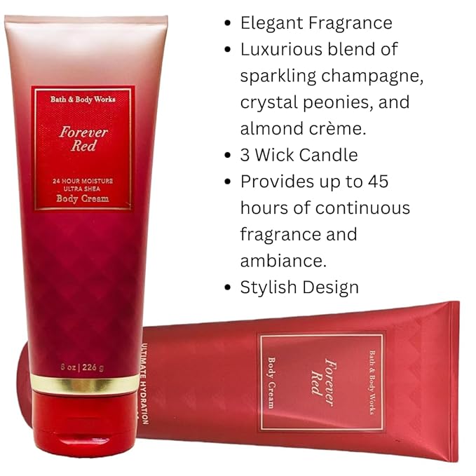 Bath & Body Works FOREVER RED Ultra Shea Body Cream 8 Ounce (Packaging Varies)