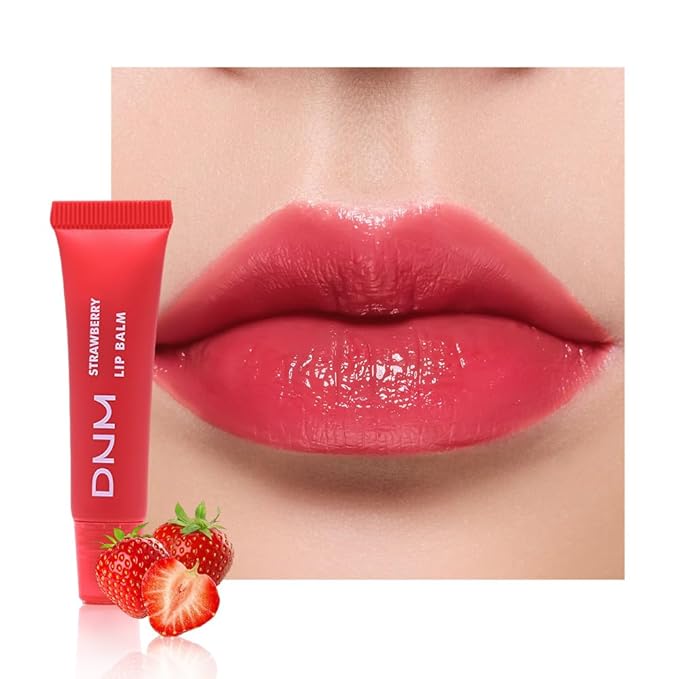 evpct Nourishing Moisturizing Tinted Lip Balm for A Sheer Tint of Color, Softens Smooths Hydrates Moisturizes Lightweight, Lip Care Gloss Plumper Stain for Women Dry & Chapped Lips, 01# STRAWBERRY