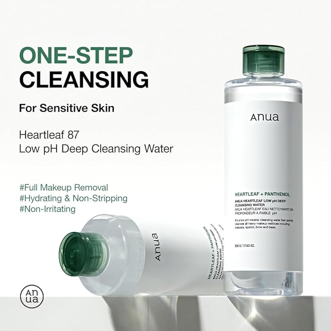 Anua Hydrating Cleansing Prep Set : Heartleaf Low pH Deep Cleansing Water & Rice 70 Glow Milky Toner, Korean Skincare