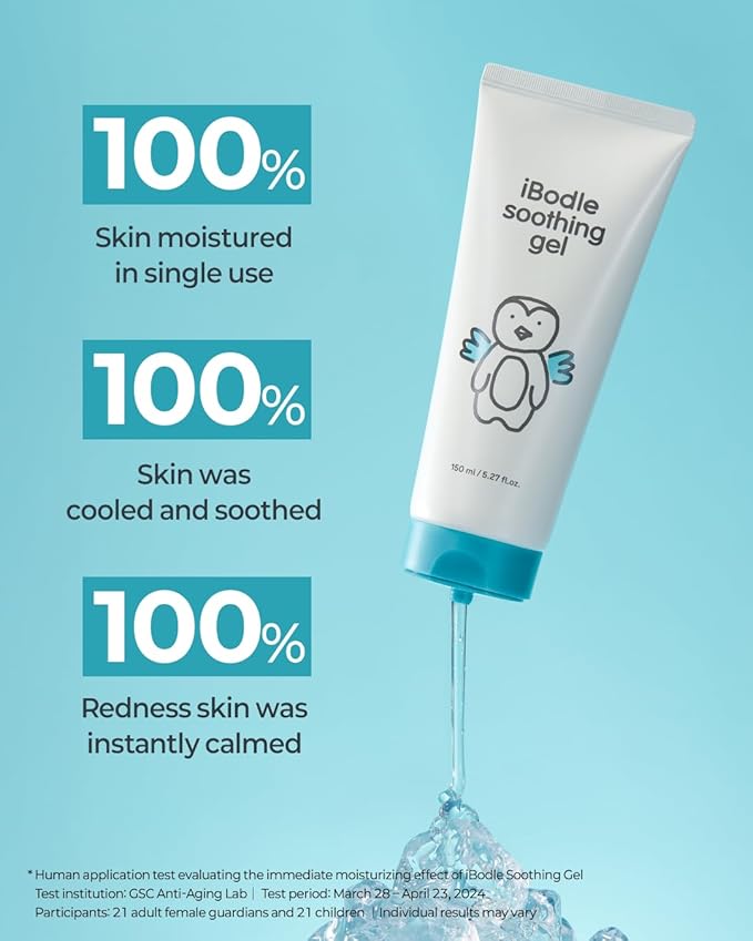 Soothing Gel, Korean After-Sun Cooling Gel for Face & Body, Safe for Babies & Adults, with Panthenol for Hydrating Care, for Sensitive, Irritated Skin, Non-Sticky Formula, 5.07 fl oz
