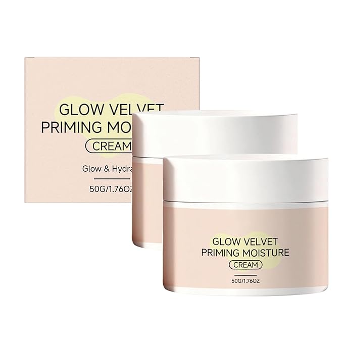 Glow Velvet Priming Moisture Cream - Pore Blurring Makeup Gripping Primer with Hydrating Glow Velvet Texture, All-Day Lock for Daily & Special Events, Korean Skin Care for All Skin Types (2PC)