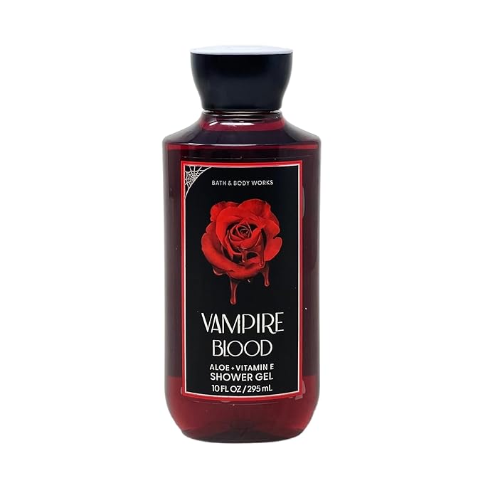 Bath & Body Works Holiday Special VAMPIRE BLOOD 3 Piece Bundle - Fragrance Mist - Body Cream - Shower Gel - with a Charcoal Scrub Bar Soap
