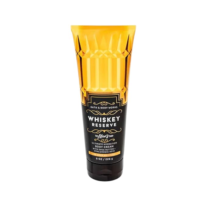 Bath and Body Works Hyaluronic Acid Body Cream For Men 8 Ounce (Whiskey Reserve)