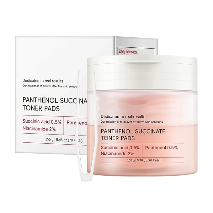 Facial Peeling Toner Pad for After-Sun Repair, Blackhead & Makeup Removal, Firming with Red Succinic Acid Panthenol - Exfoliating & Cleansing Pads Anti-Wrinkle Korean Skincare Moisturizing, 70 Pads