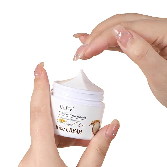 IREV Rice Moisturizing Cream, Hydrating Face Moisturizer For Dry, Combination Skin, Daily Face Cream, Targets Dryness, Strengthens Skin Barrier, Lightweight, Fast Absorbing 1.76oz 50g