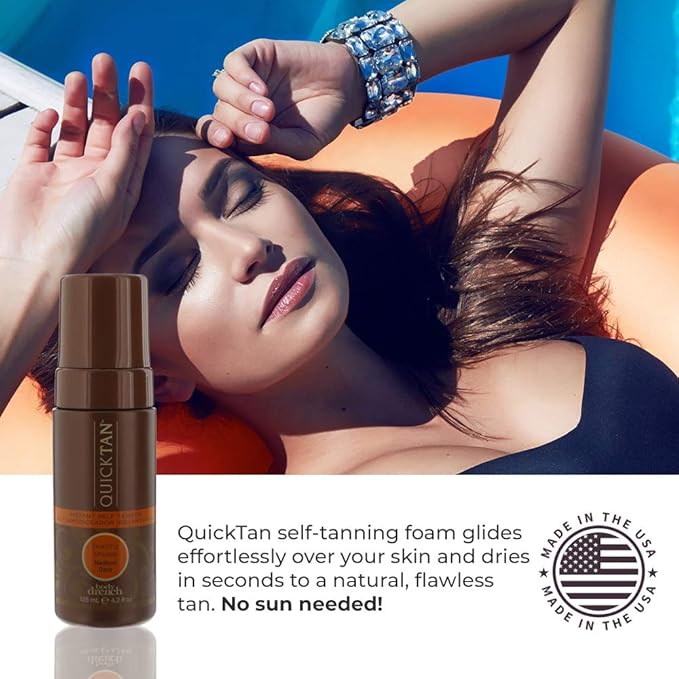 Body Drench Quick Tan Instant Self-Tanner - Bronzing Mousse, Self Tanning Foam for Natural and Quick Sun-Kissed Tan Skin, Medium Dark, 4.2 Oz, 2-Pack