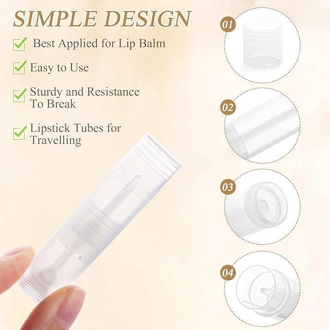 150 Pcs 5.5g Twist-up Lip Balm Tubes,Empty Plastic Chapstick Containers Rotatable Deodorant Sample Containers for DIY Lipsticks,Lip Gloss,Homemade Solid Perfume,Suitable for Filling Tray,Clear