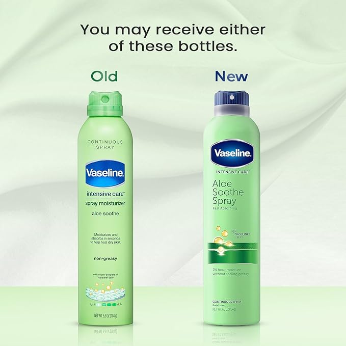 Vaseline Cocoa Radiant+ Aloe Soothe Spray Variety 2-Pack – Non-Greasy, Fast-Absorbing All-Over Moisturizer for Dry Skin, 6.5 Oz Ea