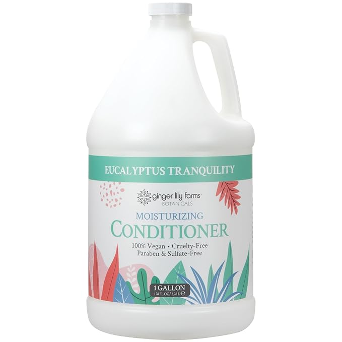Ginger Lily Farms Botanicals Moisturizing Conditioner for Dry Hair, Eucalyptus Tranquility, 100% Vegan & Cruelty-Free, 1 Gallon (Pack of 4)